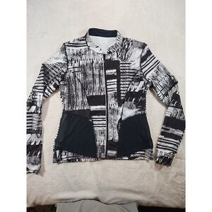 Layer 8 Quick Dry Black White Light Active Wear‎ Jacket Size Large Fitted